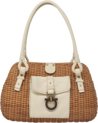 Ferragamo Gancini Brown Wicker Handbag (Pre-Owned)