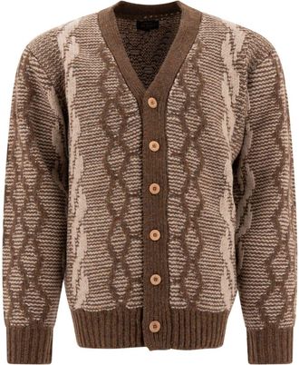 Beams Plus jacquard cardigan - men - Wool - S - Brown