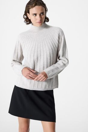 French Connection Womens Beige High Neck Relaxed Knit Jumper With Wool - Size X-Large