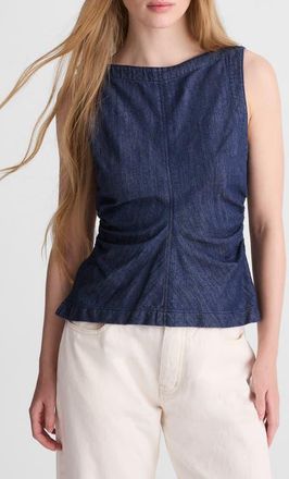 Madewell Ruched Denim Shell Top in Light Rinse at Nordstrom, Size 00