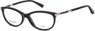 Jimmy Choo London Eyeglasses Cat Eye Full Rim, Black Frame And Clear Demo Lenses Lens Jc154029A00