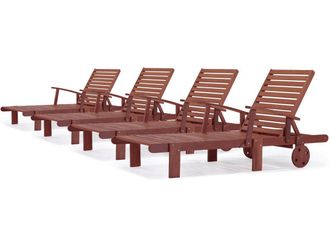 Habitat et Jardin Habitat Et Jardin - Tumbonas Plegables En Madera Ex&oacute;tica tokyo - Maple - Marron Caoba- Lote De 4