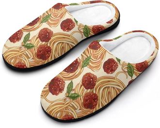Generic Italian Food Meatball Spaghetti Funny Mens Cotton Slippers Soft Non-Slip Rubber Sole House Slipper Indoor Outdoor