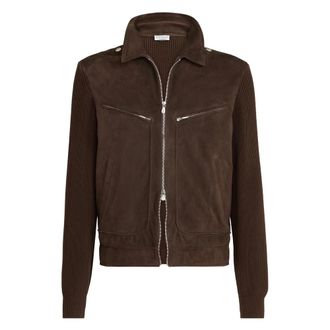 Brunello Cucinelli Ribbed-knit Suede Jacket