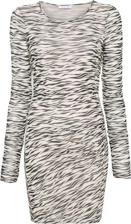 Patrizia Pepe zebra-print mesh minidress - women - Spandex/Elastane/Polyester/Polyester/Spandex/Elastane - II - Neutrals