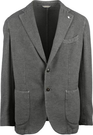 L.B.M. 1911 Tailored Blazer Jacket in Textured Cotton with Classic Notch Lapels