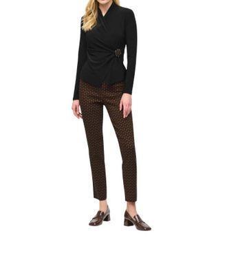 Joseph Ribkoff Knit Fitted Wrap Top In Black