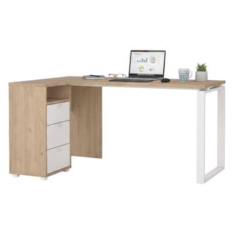 Dmora Dmora - Escritorio Medard, Escritorio Multiusos, Mesa De Oficina Para Pc, El Plan De Trabajo, 150x100 H76 Cm, Roble Y Blanco