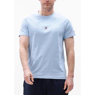 Tommy Hilfiger Tops, Heren, Blauw, M, Katoen, Logo Embroidery Slim T-Shirt