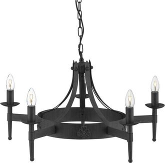 Searchlight Cartwheel - Lámpara colgante de techo con múltiples brazos, 5 luces, negro, E14 - Searchlight