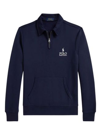 Polo Ralph Lauren half-zip embroidered sweatshirt - men - Polyester/Cotton - L - Blue