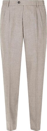 Eleventy Double Pleat Camel Trousers with Concealed Closure