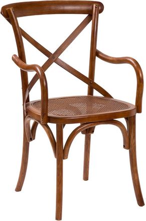 Biscottini International Biscottini - Silla Thonet Vintage De Madera Y Rat&aacute;n 89x50x43 Sill&oacute;n R&uacute;stico Para Dormitorio Con Reposabrazos Silla De Cocina Comedor Moderna