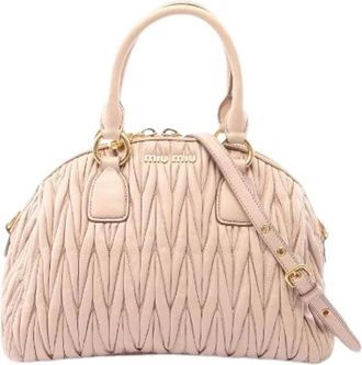Miu Miu Pre-owned Handbags, female, Pink, Size: ONE SIZE Pre-owned Matelasse 2way Leather Handbag