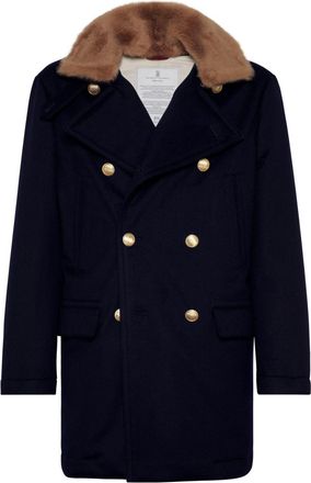 Brunello Cucinelli double-breasted cashmere coat - men - Cashmere - 48 - Blue