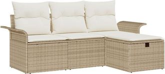 vidaXL Vidaxl - Conjunto De Sof&aacute; De Jard&iacute;n Con Coj&iacute;n 4 Pcs Beige Y Crema