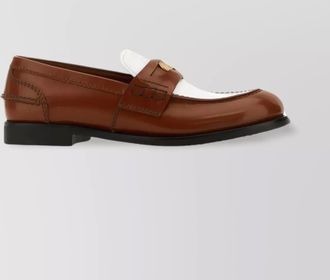 Miu Miu two-tone leather loafers featuring metal detail
