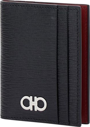 Ferragamo Mens Card Holder Black Leather Calf Accessory