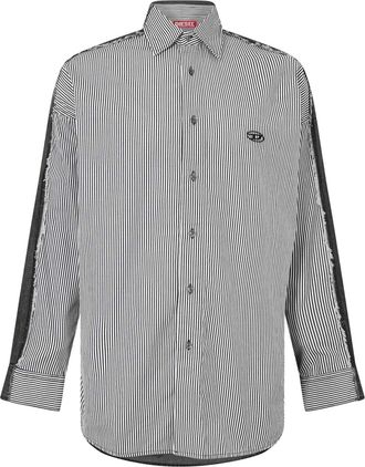 Diesel Herenshirt met Strepen van Katoen in Relaxed Fit (Zwart)