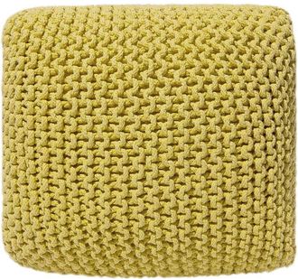 Beliani Beliani - Modern Knitted Square Pouffe Ottoman Cotton Yellow 50 x 50 cm Conrad