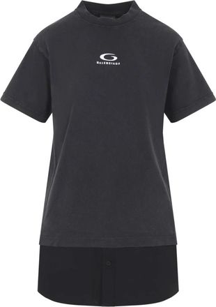 Balenciaga Hybrid Overhemdjurk - Dames - Korte kleedjes - Zwart - S - Katoen - Kleedjes