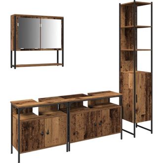 vidaXL Vidaxl - Juego De Muebles De Ba&ntilde;o 4 Pcs Madera Vieja 33 X 33 X 185.5 Cm