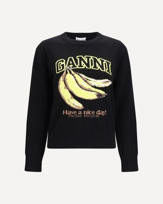Ganni Banana-print Sweater Female XS