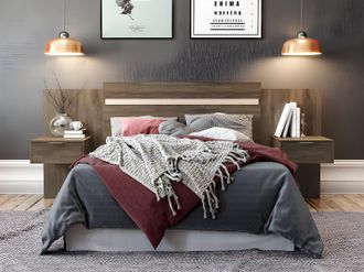 Vente-Unique Testata allungabile con comodini - 140/160 cm - Marrone - PARATI