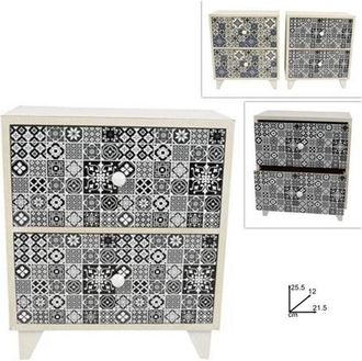 Trade Shop Trade Shop - Porta Oggetti Cassettiera Quadrata Con 2 Cassetti Legno Country Chic Arredamento