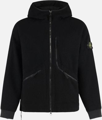 Stone Island Mens Stone Island Virgin Wool And Nylon Black Ratinated Jacket - Size: 42/Regular