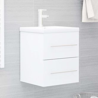 vidaXL Mueble Con Lavabo Madera Contrachapada Blanco Brillante Vidaxl