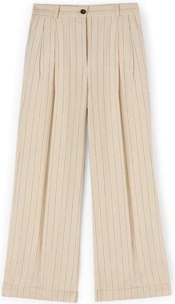 Motivi Wide Broeken - Dames - Wijde Broeken - Beige - XS - Linnen - Broeken