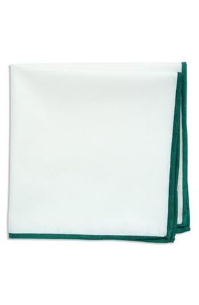 ConStruct Pipe Trim Cotton Pocket Square in White/Hunter at Nordstrom Rack