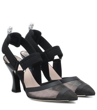 Fendi Colibr&igrave; mesh slingback pumps