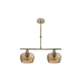 Fabrilamp Fabrilamp - Lampara Estela 2xe14 Cuero Regx41x13 Cm C/tulipas Cristal Tallado Ambar