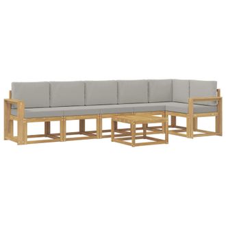 vidaXL Conjunto De Sof&aacute;s De Exterior 7 Pcs Blanco Y Gris Claro Vidaxl