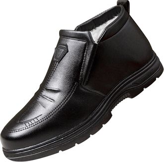 Generic Ankle Boots for Men UK Wide, Mens Leather Dress Boot, Formal Boots Slip On Business Shoes Fleece Lined Warm Boot Comfortable Winter Shoe Retro Dress S