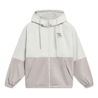 Li-Ning Graphic Color Block Windbreaker White Grey AFDT523-2