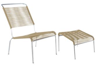 Schubiger M&ouml;bel Spaghetti-Lounger-Hochlehner + Hocker S&auml;ntis