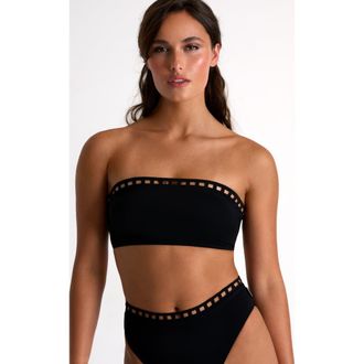 Shan Bandeau Bikini Top With Mosaic Cutouts in Black at Nordstrom, Size 10
