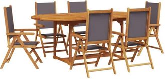 vidaXL vidaXL 7 Piece Garden Dining Set Anthracite Fabric and Solid Wood