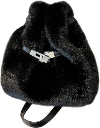 Generic Autumn and winter fluffy small bag womens fashion versatile crossbody bag(black)