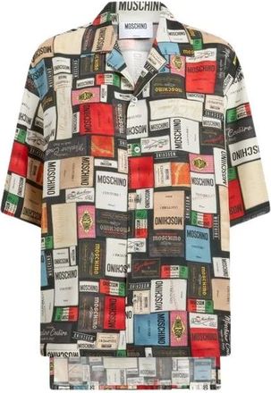 Moschino Overhemden, Dames, Veelkleurig, M, Gedrukte Zijden Blouse