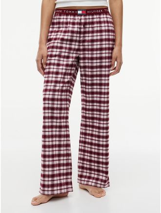 Tommy Hilfiger Womens Plaid Flannel Sleep Pant - Light Pink Plaid - XL