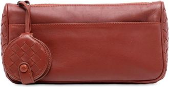 Bottega Veneta Pre-owned Clutches, female, Brown, Size: ONE SIZE Pre-owned Vintage Leather Pouch Bag