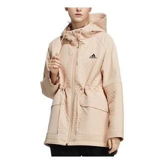 adidas (WMNS) adidas Logo Hooded Jacket Red Pink H07386