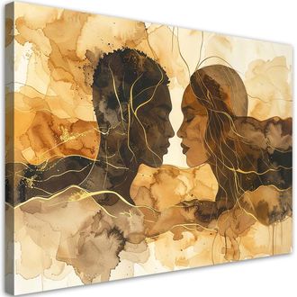 Feeby Impresi&oacute;n De Imagen, Silueta Abstracta Dorada De Una Pareja De Enamorados, 120x80