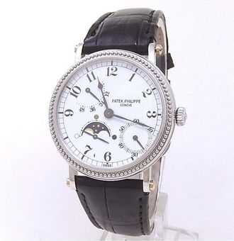 Patek Philippe Pre-owned Patek Philippe Complications Moonphase Power Reserve Automatic White Dial Mens Watch 5015P