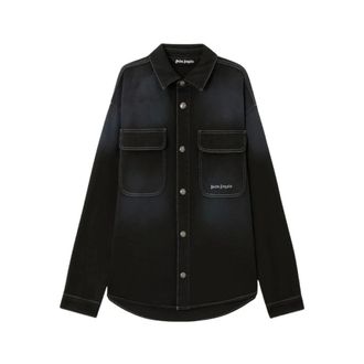Palm Angels Denim Shirts, male, Black, Size: XL Classic Logo Loose Denim Shirt