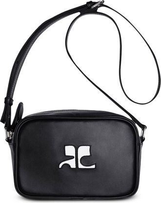 Courrèges logo leather camera bag - unisex - CALFSKIN - One Size - Black